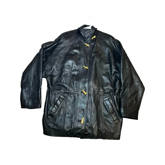 Vintage Colebrook & Co black leather coat, size L. - Picture 2 of 10